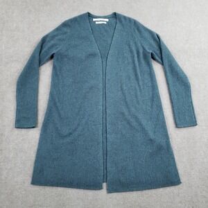 Max Studio Sweater Womens Large Green‎ Maxi 2-Ply Cashmere Knit Open Front Long